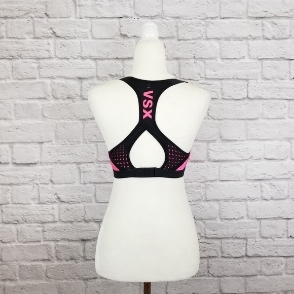 Victoria's Secret VSX Sport black pink racerback sports bra women's size 32B - Picture 5 of 9